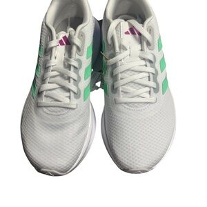 Adidas Women's Run Falcon 3.0 Size 7 White and Green Sneakers New